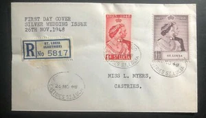 1948 St Lucia Cover FDC Royal Silver Weeding King George VI & Queen Elizabeth - Picture 1 of 2
