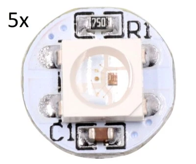 5X CHIP LED RGB SMD 5050 5V multicolore alta luminosità WS2812B con base luce  - Immagine 1 di 3