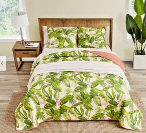 Tommy Bahama Aregada Dock Ecru Cotton Reversible King Quilt Set NWT - Picture 1 of 5