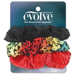 Firstine Evolve 3 Pack Scrunchies Black Red & Leopard Multicolor #225 - Picture 1 of 2