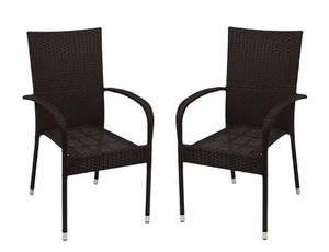 2x Wicker Stapelstuhl braun Gartenstuhl Terrassenstuhl Gartensessel stapelbar - Bild 1 von 1