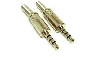 2x 3,5 mm 4-polig stereo Klinkenstecker zum Löten, 3,5 mm Kopfhörerstecker Metal - Bild 1 von 1