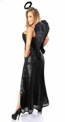 EUC Daisy Top Drawer Dark Angel Sequin Bling w Feather Wings Corset Costume M - Image 1 of 4