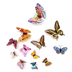 12 Pcs 3D Butterfly Wall Stickers PVC Children Room Decal Home Decoration Decor, - Picture 1 of 24