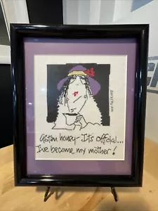 Woman with Flower hat and Hand-Stitch Needlepoint Wall Art Framed Purple Lady - Picture 1 of 10