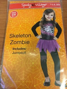 SKELETON ZOMBIE SPOOKY VILLAGE HALLOWEEN COSTUME 4 GIRLS Halloween Dress-up Rare - Picture 1 of 2
