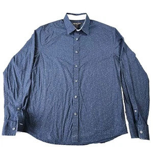 Michael Kors Men's Size L  Button Down Shirt MK Logo Monogram Navy Blue  - Picture 1 of 8