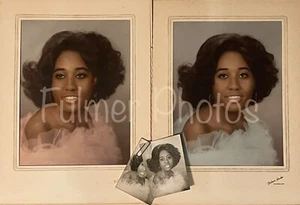 2 RETRATOS de Colección Años 60 Mediados de Siglo 8x10 Tintados a Mano Color Glamour Mujer Negra Certificado de Autenticidad - Imagen 1 de 14
