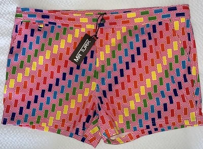 Baúl de baño Mr Turk para hombre 38 Chico rosa verde amarillo azul rojo bolsillos a presión nuevo con etiquetas $218 Foto 1 de 4