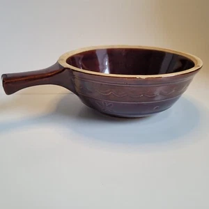 Marcrest Stoneware Casserole Dish with Handle Brown Daisy & Dot~ USA Vintage! - Picture 1 of 18