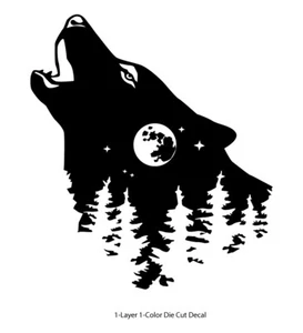 Howling Wolf #1 - Calcomanía de vinilo troquelada para exteriores - Envío el mismo día USPS - Imagen 1 de 20