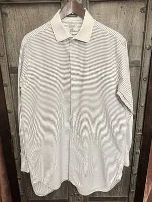 Camisa de vestir vintage años 80 Gitman x Paul Simon rayas azules y blancas — 16,5, 34 Foto 1 de 4