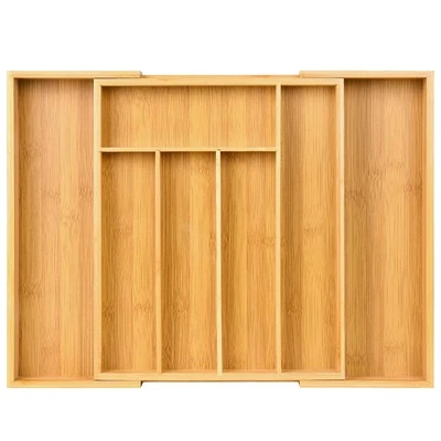 Expandable Bamboo Kitchen Drawer Organizer Adjustable Cutlery Tray for Flatware - Изображение 1 из 4