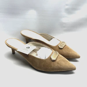 Sanctuary All Night Kitten Heels Size 10 M Brown Suede Pointed Toe Mules Shoes - Picture 1 of 16