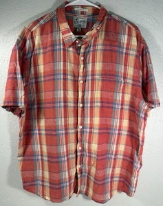 Lucky Brand Mens Plaid Shirt Linen Blend Short Sleeve Button Up XXL - Picture 1 of 9