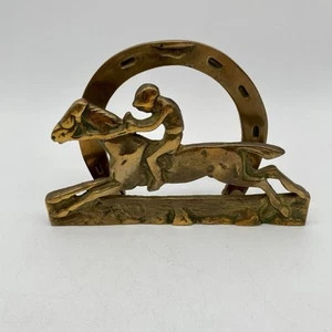 Vintage Brass Derby Horse Race Equestrian Horse Jockey Desk Letter Napkin Holder - Picture 1 of 9