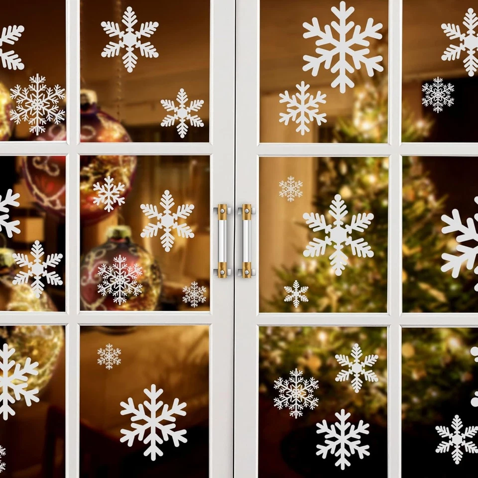 Christmas Decoration Snowflake Window Clings Glueless PVC Wall Stickers 85 PK