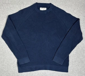 REI Co-op Pullover Herren Large marineblau Waffelstrick Baumwolle Rundhals Raglan Freizeit - Bild 1 von 7