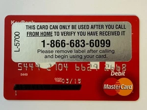 Key Bank Debit Card With Activation Sticker Attached▪️Exp March 2015▪️Unsigned - Picture 1 of 2
