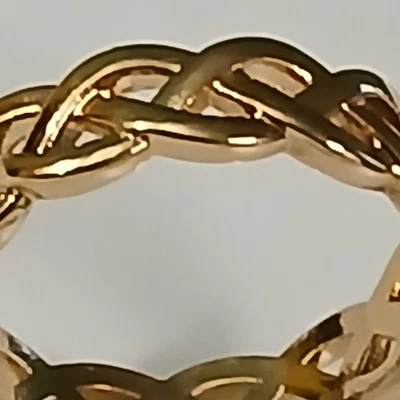 Size 10 18k Gold Plated Eternity Celtic Rope Fashion Ring - Image 1 of 4