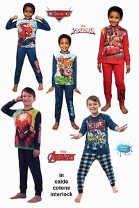 Pigiama bimbo ragazzo invernale in caldo cotone e felpina MARVEL - DISNEY vari - Picture 1 of 19