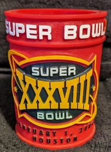 Super Bowl XXXVIII (38) Red Rubber Drink Koozies - Houston Texas Feb 1, 2004 NWT - Picture 1 of 3