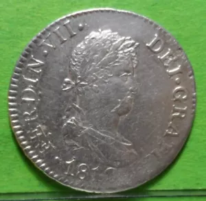 FERNANDO VII, 2 Reales, 1812, CÁDIZ -CI, Plata ESPAÑOL, ESPAÑA - Imagen 1 de 2