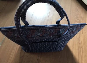 Vera Bradley Classic Navy Large Shoulder Bag Tote HARD TO FIND ITEM - Picture 1 of 10
