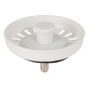 Kitchen Sink Basket Strainer Waste Plug Coloured White Plug Diameter: 74mm - Afbeelding 1 van 4