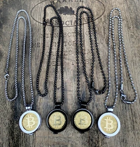 🔥 Casascius Authentic Custom Pendant Necklace 2013 .5 Bit Coin Brass-BTCC Titan - Picture 1 of 9