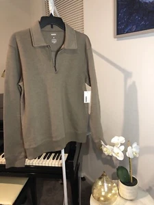 Sonoma Men’s Supersoft Fleece Quarter-Zip Pullover Brown New Size S Stylish - Picture 1 of 4