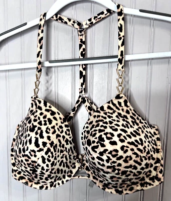 Victoria's Secret Women BRA 34DDD Animal Padded Front Closure Raceback Gold WIRE - Image 1 of 4