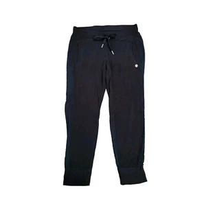 Donna Karan Active Women Cuffed Mesh Insert Joggers Size Medium Black Stretch - Picture 1 of 9
