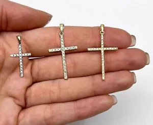 Colgante Cruz Diamante Real Oro 14K 0.9"-1.3" - Imagen 1 de 5