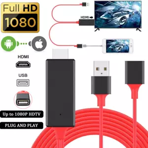 1080P HDMI Mirroring Cable Phone to TV HDTV AV Adapter For iPhone Samsung 3 FT - Picture 1 of 11