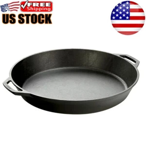Cast Iron Frying Pot Pan W/ Dual Handle Cast Iron Seasoned Glass Top Stoves New - Picture 1 of 5