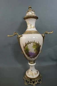 Rare Vintage Egyptian Ornate Porcelain & Solid Brass Large Hand-Made Vase - Bild 1 von 22