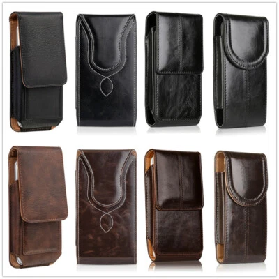 Vertical Leather Cell Phone Pouch Case Belt Clip Holder for iPhone 8 7 6s Plus - Image 1 of 2