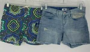 Old Navy Shorts Distressed Jeans Denim Geometric Linen Girls 14 Lot of 2 - Picture 1 of 11