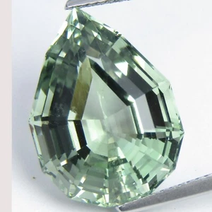 Impresionante piedra preciosa de pera (prasiolita) verde natural de 14,50 quilates talla personalizada - Imagen 1 de 5