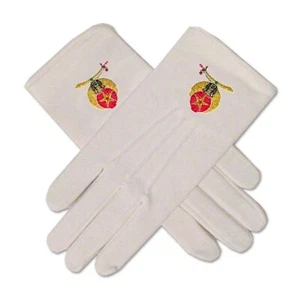 Shriner Masonic Embroidered Cotton Gloves - [White] - Picture 1 of 1