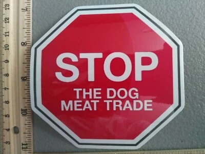 Nuevo Vegano Parada Perro Animal Comercio Carne Grande Rojo Vinilo Calcomanía Adhesivo Coche Camión Meme Foto 1 de 4