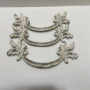 Vintage Antique Rococo Style Shabby Chic Brass Drawer Pulls,  Lot of 3 - Picture 1 of 4