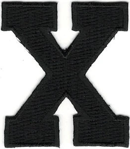 1 7/8" Black Monogram Block letter X Embroidery Patch - Picture 1 of 1