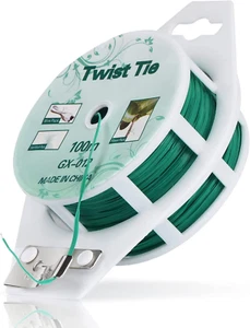 328Ft (100M) Twist Ties, Green Garden Plant Ties with Cutter for Gardening and O - Picture 1 of 7