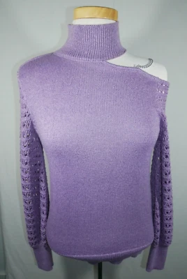 Suéter para mujer New York & Company pequeño púrpura cuello alto cadena de un hombro nuevo con etiquetas Foto 1 de 4