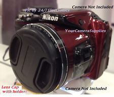 FRONT SNAP-ON LENS CAP DIRECTLY to NIKON COOLPIX L820 DIGITAL CAMERA+HOLDER