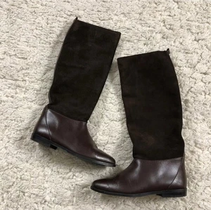 Nina Womens Leather Suede Knee Boots Made in Argentina Brown Pull On Size 7B - Picture 1 of 9
