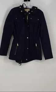Michael Kors Womens Black Long Sleeve Hooded Full-Zip Jacket Size Small - Picture 1 of 6