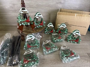 De Colección Juego de 10 Linternas Cardenales de Invierno Camino de Navidad Estacas con Luces Nuevo de Lote Antiguo - Imagen 1 de 10